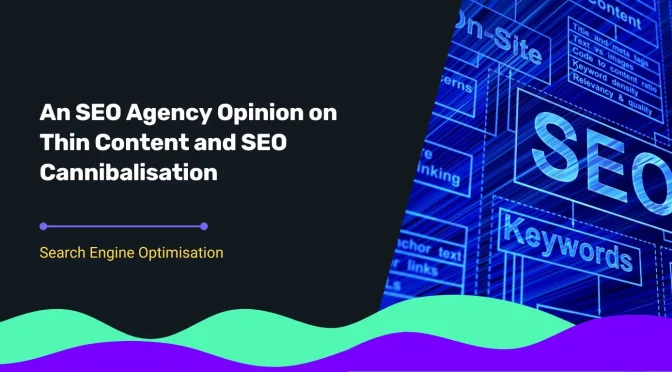 A futuristic modern blue digital background to represent SEO Agency as they tackle thin content and cannibalisation in content.