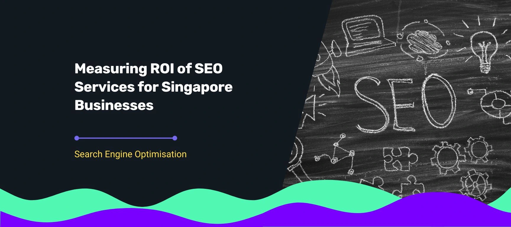 Visual of a chalkboard showing SEO, gears, and growth icons, symbolising strategy and analytics in professional SEO services.