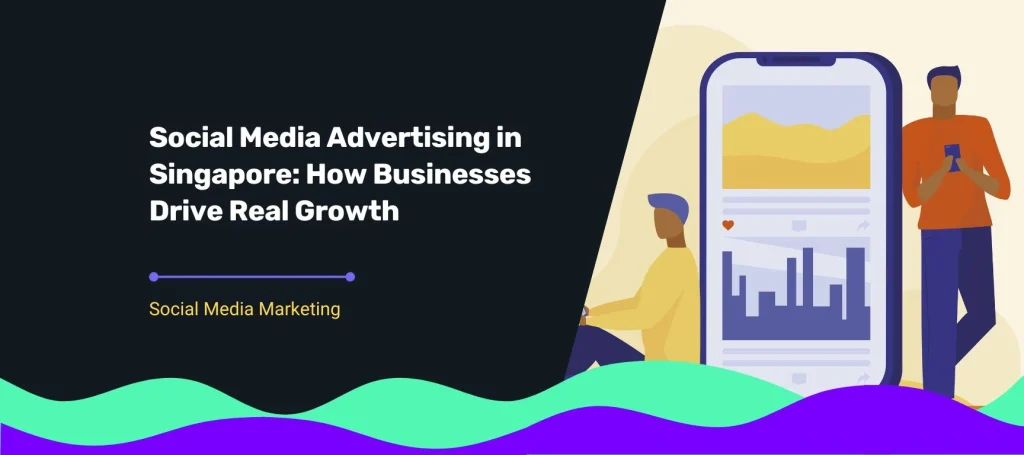 Image showing people using smartphones with analytics charts, representing social media advertising for business growth.