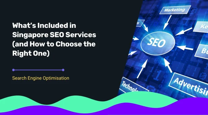 SEO services concept image showing arrows pointing to elements like marketing, keywords, business, and advertising on a digital blue background.